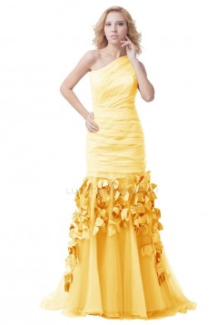 Long Yellow One-Shoulder Prom Evening Formal Party Dresses ED010287