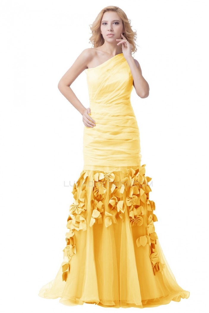 Long Yellow One-Shoulder Prom Evening Formal Party Dresses ED010287