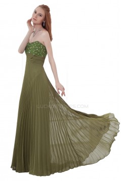 Beaded Long Chiffon Pleated Prom Evening Formal Party Dresses ED010288