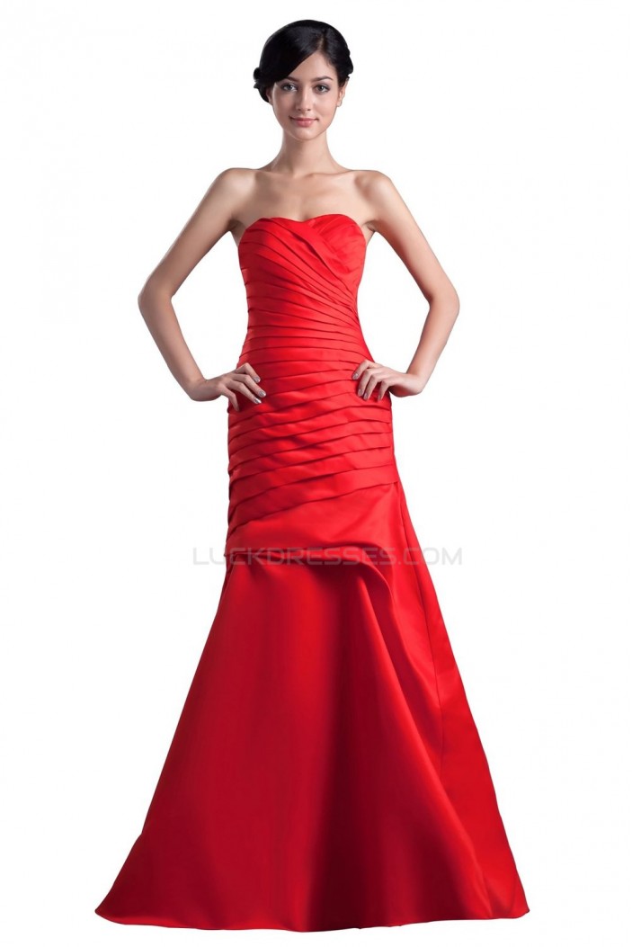 A-Line Strapless Long Red Prom Evening Formal Party Dresses ED010303