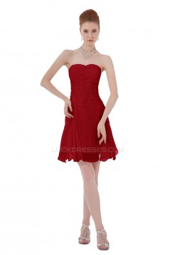 A-Line Short Red Chiffon Prom Evening Formal Party Dresses ED010312