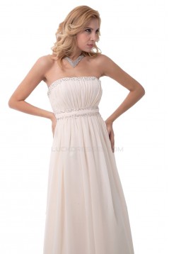 A-Line Strapless Long Beaded Chiffon Prom Evening Formal Party Dresses ED010313