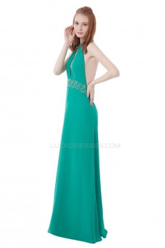 A-Line Halter Beaded Long Chiffon Prom Evening Formal Party Dresses ED010316