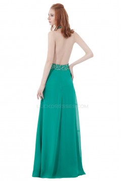 A-Line Halter Beaded Long Chiffon Prom Evening Formal Party Dresses ED010316
