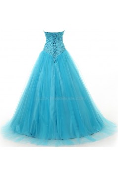 A-Line Sweetheart Beaded Long Tulle Prom Evening Formal Party Dresses ED010319