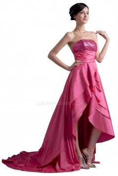 High Low Strapless Short Pink Prom Evening Formal Party Dresses ED010320