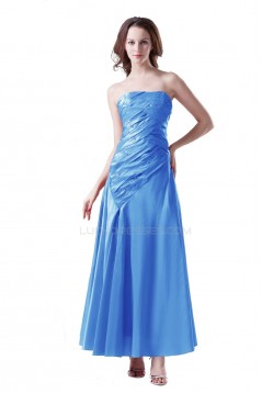 A-Line Strapless Long Blue Prom Evening Formal Party Dresses ED010331