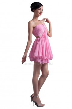 A-Line One-Shoulder Short Pink Prom Evening Formal Party Dresses ED010345