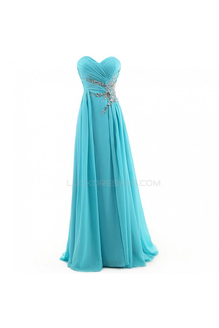 A-Line Sweetheart Long Blue Chiffon Prom Evening Formal Party Dresses ED010350