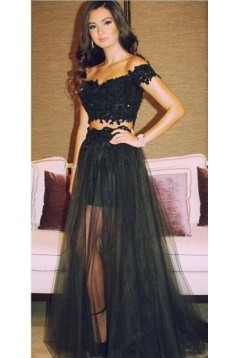 Two Pieces Off-the-Shoulder Dress Lace Appliques and Tulle Prom Evening Formal Party Dresses ED010359