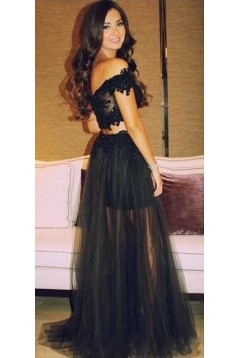 Two Pieces Off-the-Shoulder Dress Lace Appliques and Tulle Prom Evening Formal Party Dresses ED010359