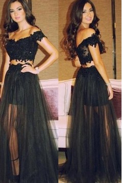 Two Pieces Off-the-Shoulder Dress Lace Appliques and Tulle Prom Evening Formal Party Dresses ED010359