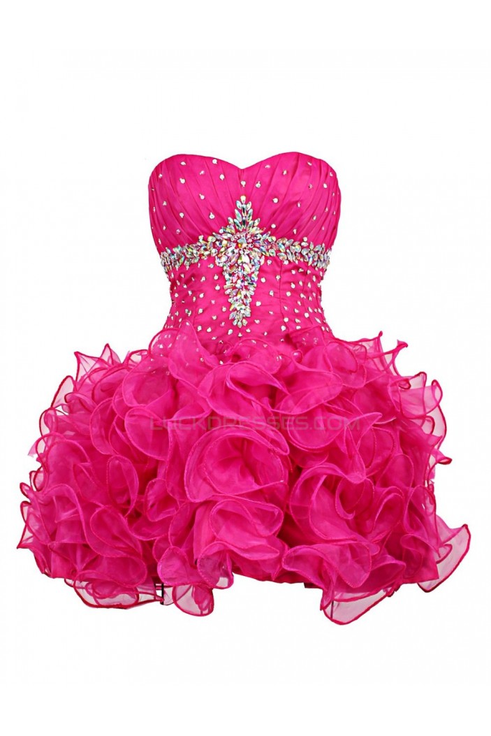 Short Pink Sweetheart Beaded Prom Evening Formal Party Dresses ED010361