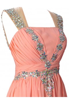 Long Pink Chiffon Beaded Prom Evening Formal Party Dresses ED010366