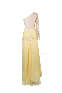A-Line One-Shoulder Lace and Chiffon Prom Evening Formal Party Dresses ED010374