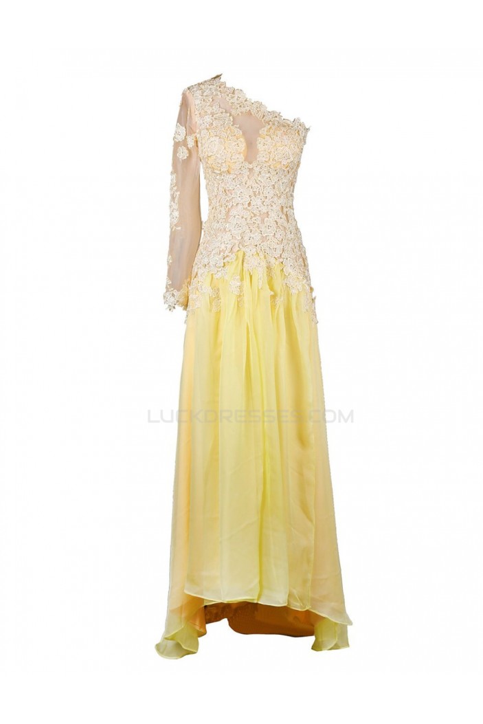 A-Line One-Shoulder Lace and Chiffon Prom Evening Formal Party Dresses ED010374