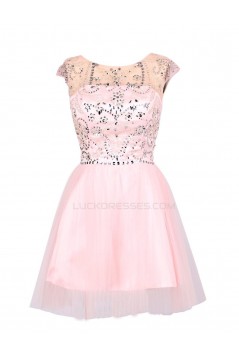 A-Line Beaded Short Prom Evening Formal Party Dresses ED010380