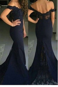 Mermaid Off-the-Shoulder Lace Long Prom Evening Formal Party Dresses ED010382