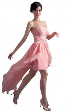 High Low Strapless Short Beaded Chiffon Prom Evening Formal Party Dresses ED010384