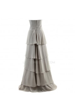 A-Line Sweetheart Long Silver Chiffon Prom Evening Formal Party Dresses ED010390