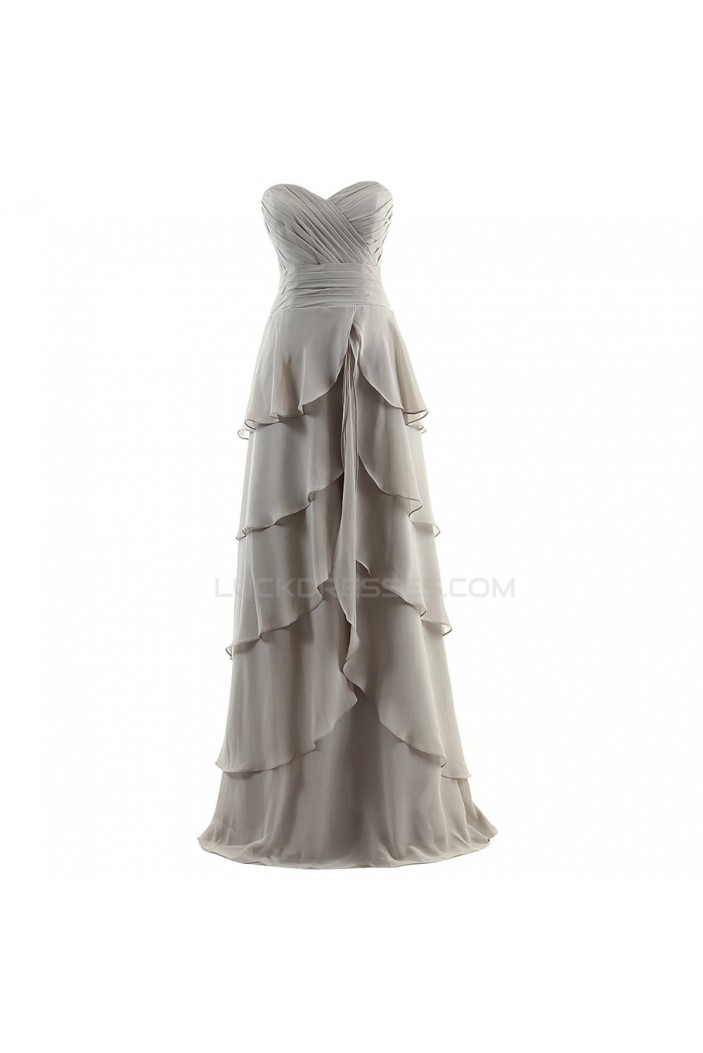 A-Line Sweetheart Long Silver Chiffon Prom Evening Formal Party Dresses ED010390