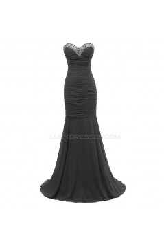 Trumpet/Mermaid Sweetheart Long Black Chiffon Prom Evening Formal Party Dresses ED010392