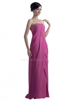 Sheath/Column Strapless Beaded Long Prom Evening Formal Party Dresses ED010396