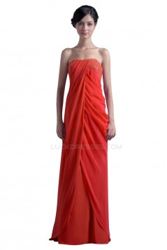 Sheath/Column Strapless Beaded Long Prom Evening Formal Party Dresses ED010396