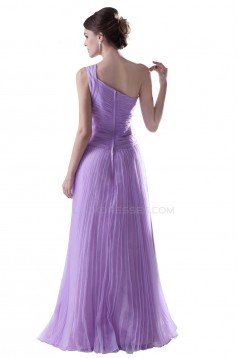 A-Line One-Shoulder Long Purple Pleated Prom Evening Formal Party Dresses ED010398