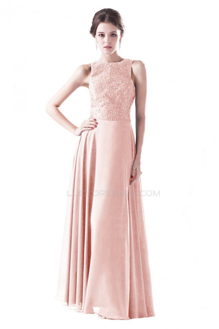 A-Line Long Chiffon and Lace Beaded Prom Evening Formal Party Dresses ED010402
