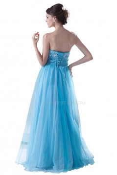 A-Line Long Blue Beaded Prom Evening Formal Party Dresses ED010403