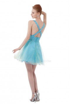 A-Line Short Blue Beaded Prom Evening Formal Party Dresses ED010404