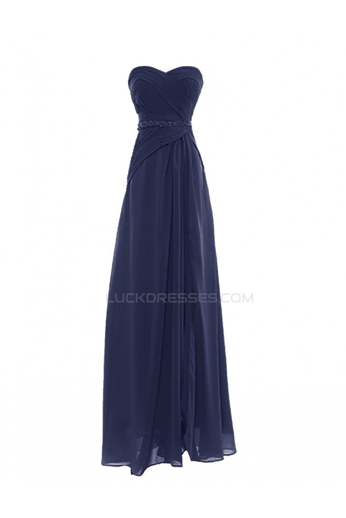 A-Line Sweetheart Navy Blue Long Chiffon Prom Evening Formal Party Dresses ED010420