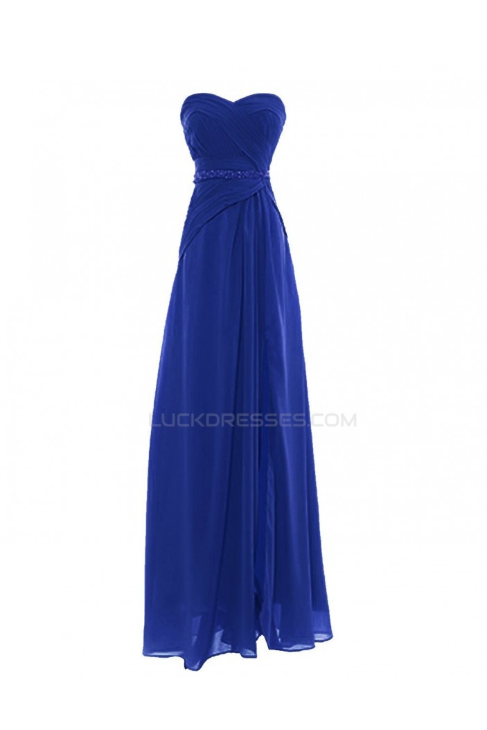 A-Line Sweetheart Blue Long Chiffon Prom Evening Formal Party Dresses ED010421