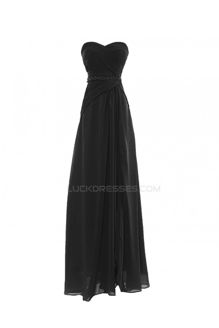 A-Line Sweetheart Black Long Chiffon Prom Evening Formal Party Dresses ED010422