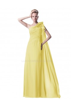 A-Line One-Shoulder Long Yellow Chiffon Prom Evening Formal Party Dresses ED010430