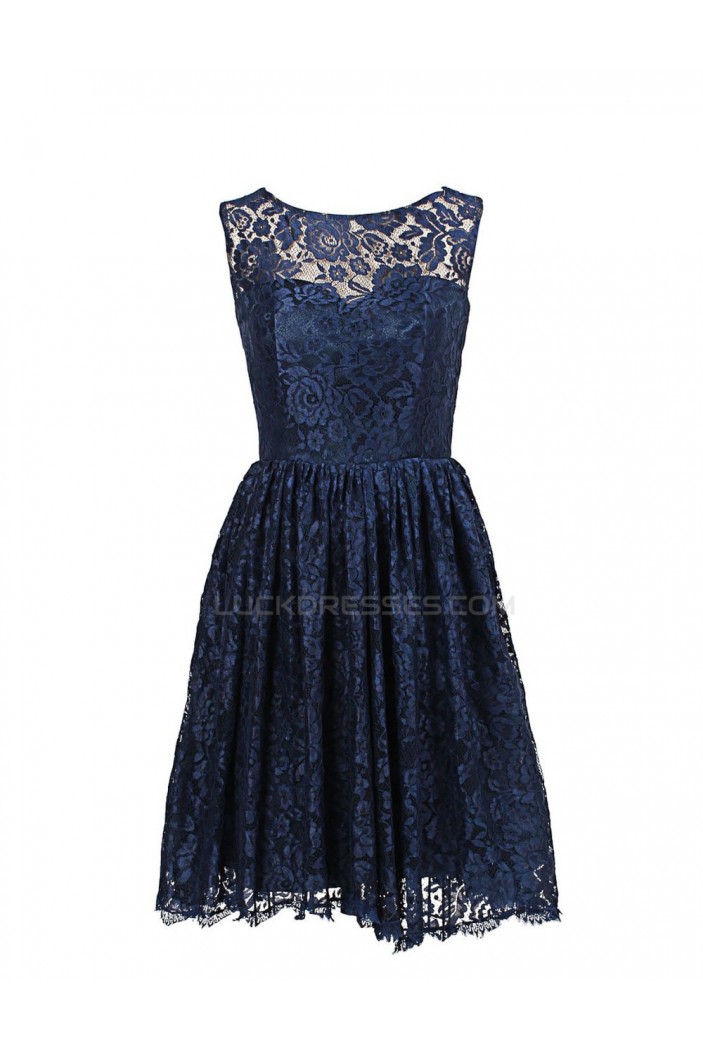 Short Navy Blue Lace Prom Evening Formal Party Dresses ED010432