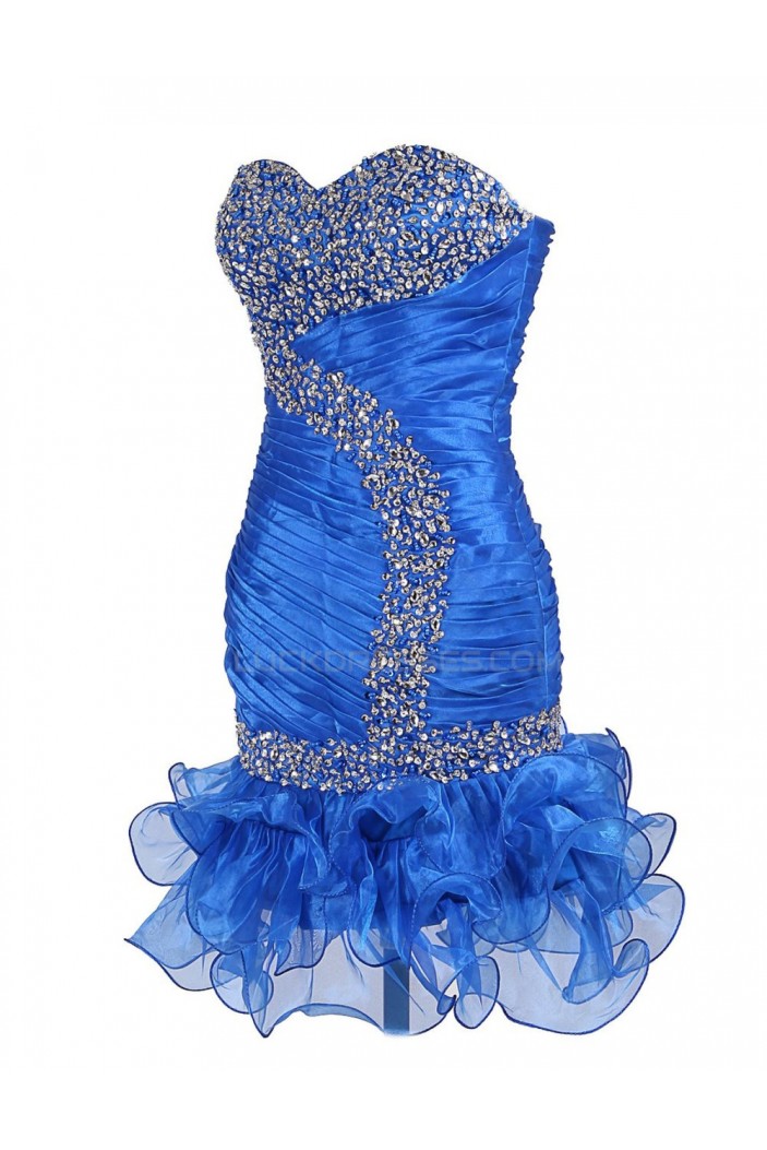 Beaded Sweetheart Short Blue Prom Evening Formal Party Dresses ED010434