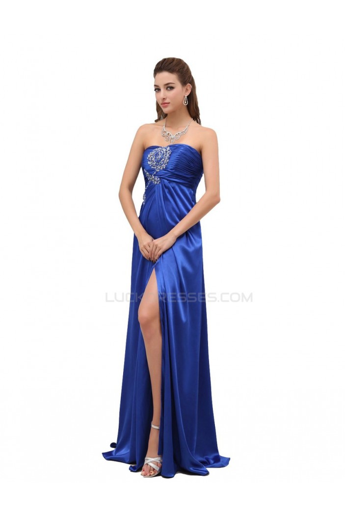 Beaded Strapless Long Blue Prom Evening Formal Party Dresses/Maternity Evening Dresses ED010440