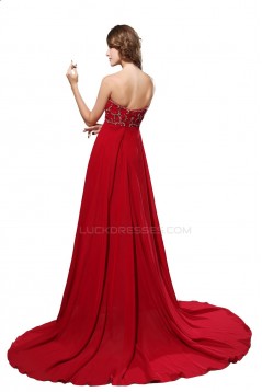 Beaded Sweetheart Long Red Chiffon Prom Evening Formal Party Dresses/Maternity Evening Dresses ED010441