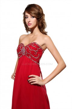 Beaded Sweetheart Long Red Chiffon Prom Evening Formal Party Dresses/Maternity Evening Dresses ED010441