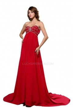 Beaded Sweetheart Long Red Chiffon Prom Evening Formal Party Dresses/Maternity Evening Dresses ED010441