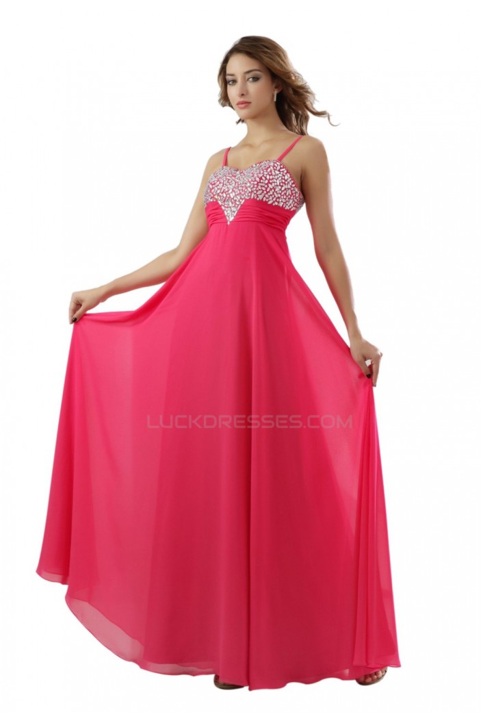 A-Line Spaghetti Strap Beaded Chiffon Prom Evening Formal Party Dresses ED010455