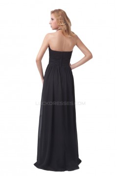 A-Line Halter Long Black Chiffon and Lace Prom Evening Formal Party Dresses/Bridesmaid Dresses ED010457