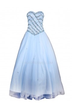 A-Line Sweetheart Beaded Long Blue Prom Evening Formal Party Dresses ED010463