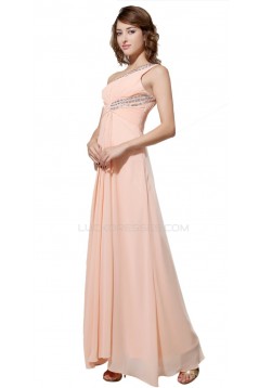 A-Line One-Shoulder Beaded Long Chiffon Prom Evening Formal Party Dresses ED010465