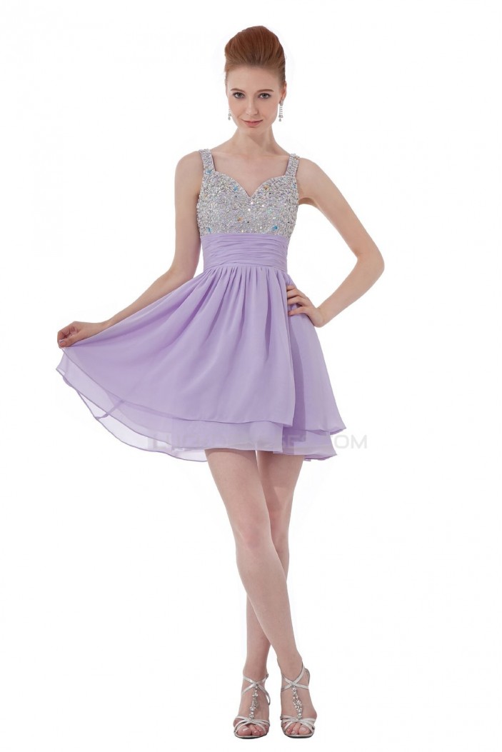 A-Line Beaded Short Chiffon Prom Evening Formal Party Dresses ED010478