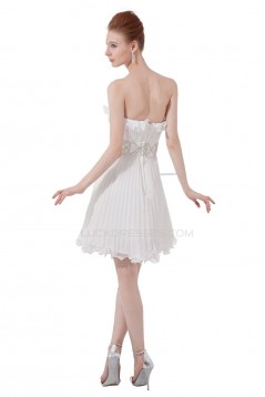 A-Line Strapless Pleated Short Beaded Chiffon Prom Evening Formal Party Dresses ED010493