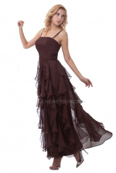 Spaghetti Strap Long Black Chiffon Prom Evening Formal Party Dresses ED010501