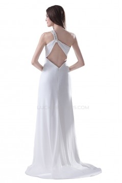 Empire One-Shoulder Long White Chiffon Prom Evening Formal Party Dresses/Maternity Evening Dresses ED010508